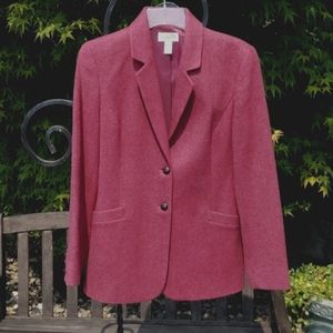 Talbots 100% Wool Blazer Size 6 Leather 2 Button Style